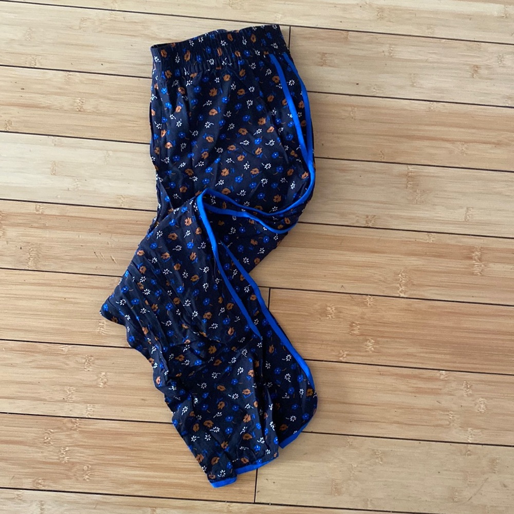 Madewell Floral Pants with Contrast Piping